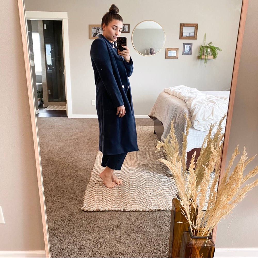 Apiece Apart Wool Trench Coat Navy - Picture 6 of 6